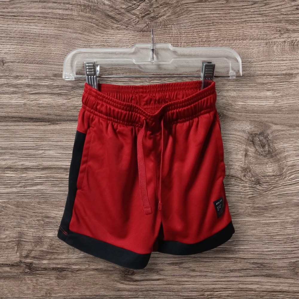 M8) Athletic Works Boys Red Athletic Shorts XS 4–5 Drawstring